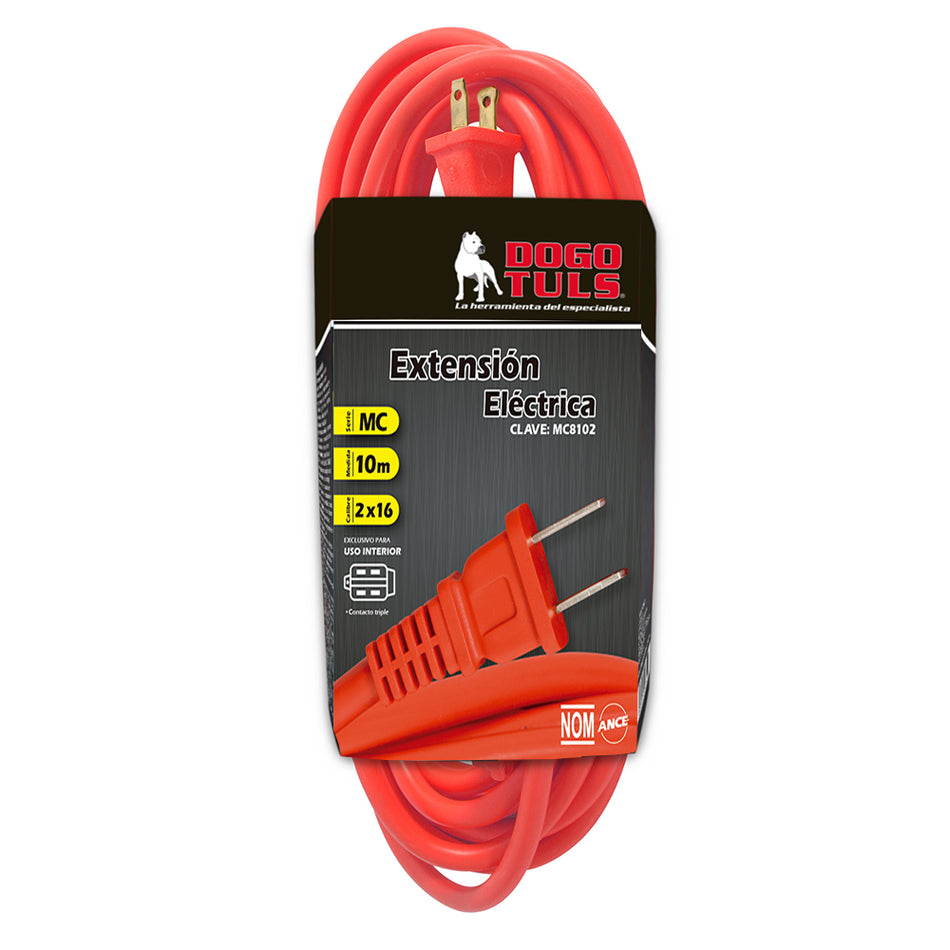 EXTENSION ELECTRICA 2x16 10 MTS USO RUDO DOGOTULS MC8102