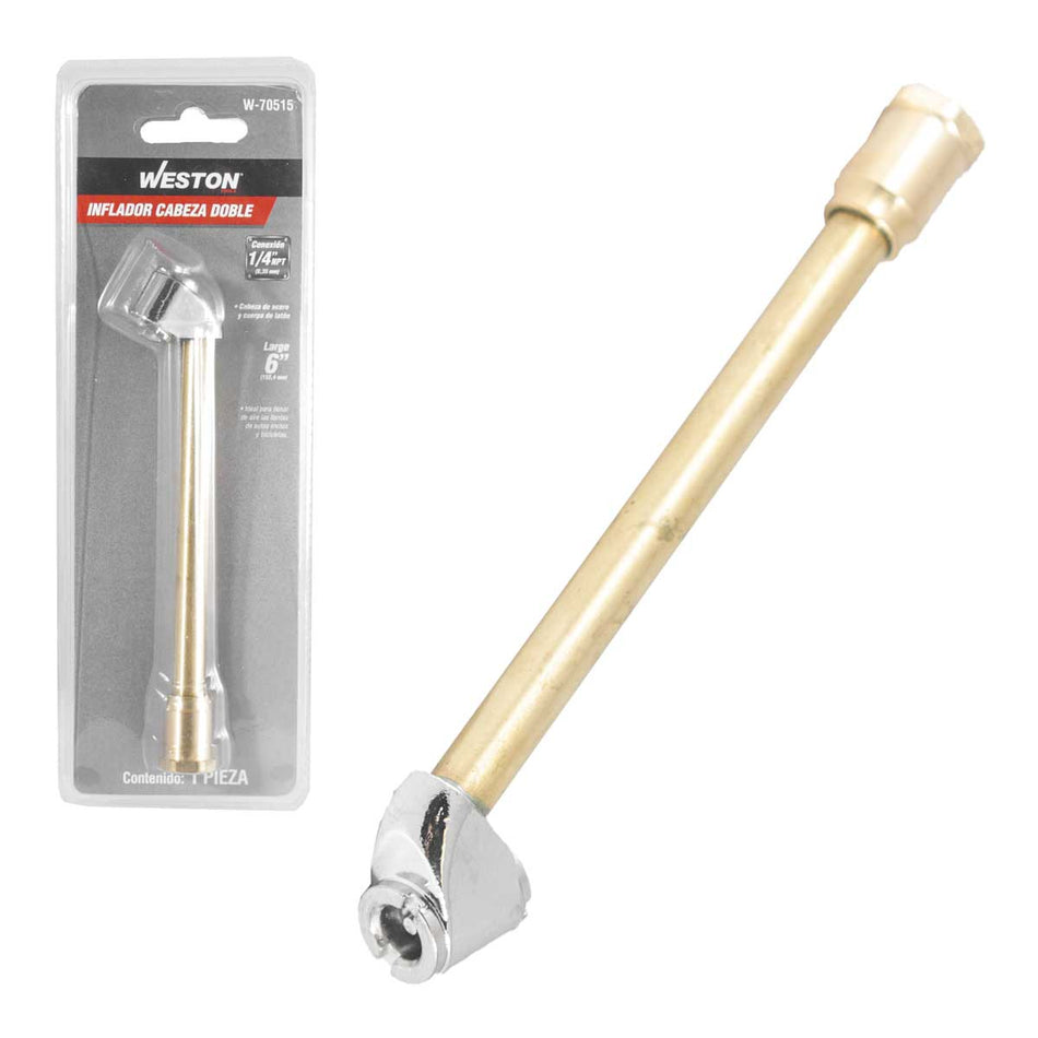 INFLADOR CABEZA DOBLE D/LATON 1/4 NPT, W