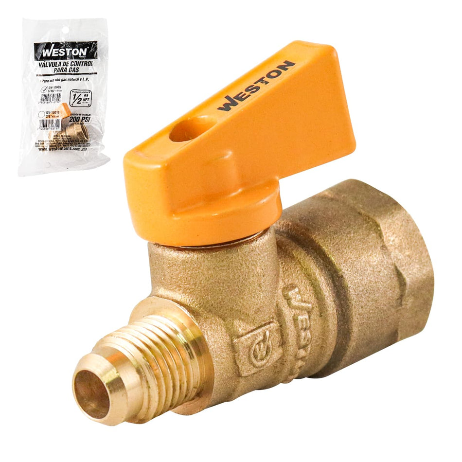 VÁLVULA DE CONTROL PARA GAS 5/16" X 1/2"