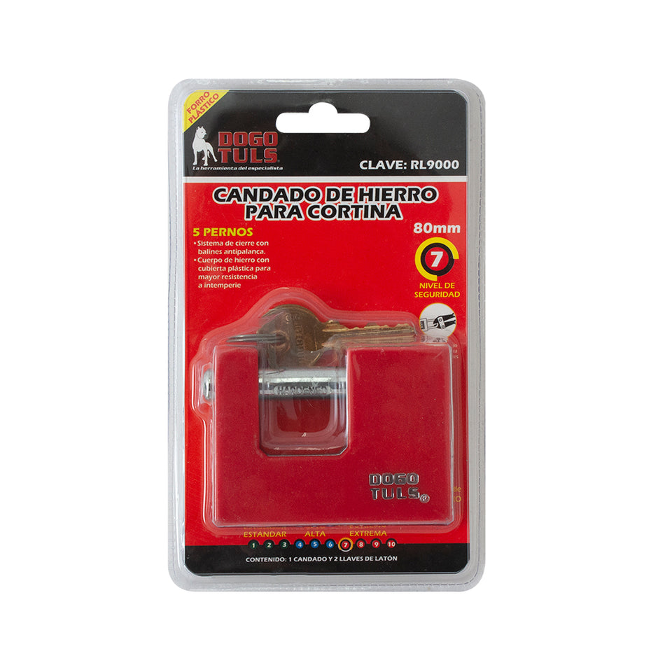 CANDADO HIERRO CORTINA 80MM CON FORRO DOGOTULS RL9000