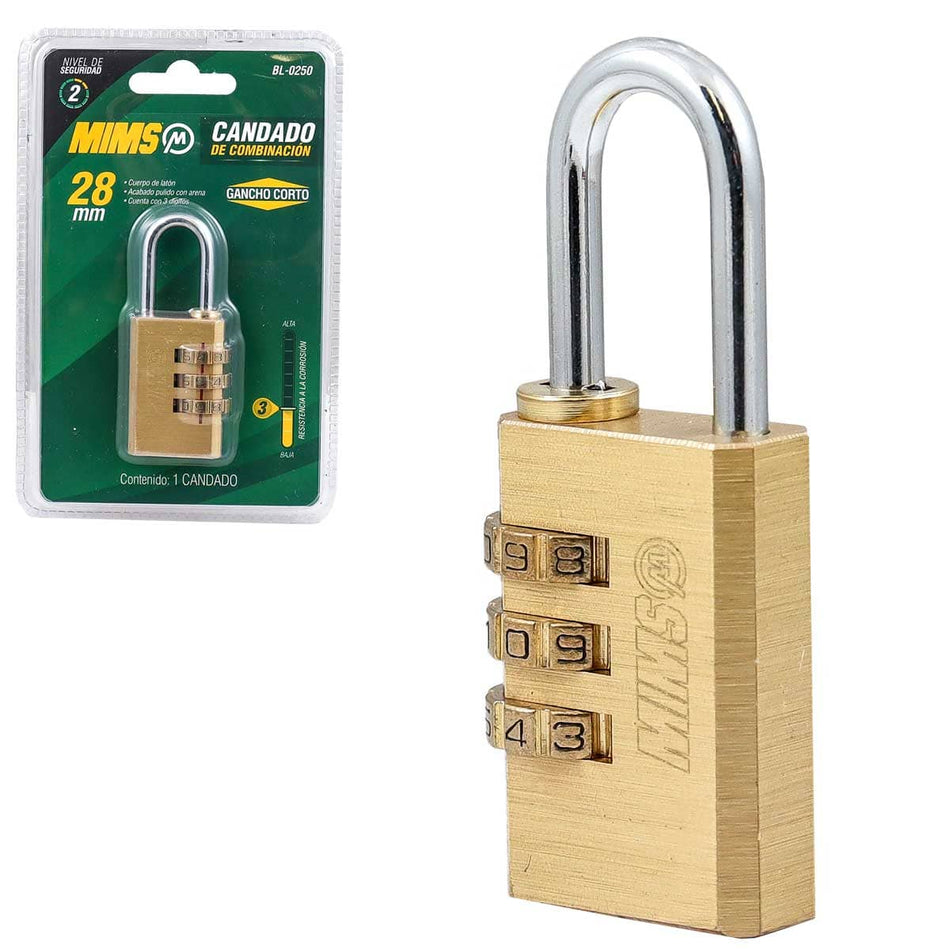 CANDADO DE COMBINACIÓN DE LATÓN 28MM (CA