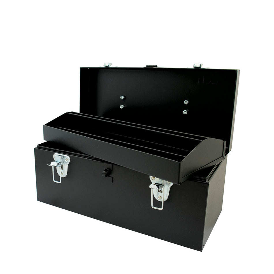 Caja portaherramientas metálica con asa metálica color negro 16" x 7" x 7" Urrea D3C20