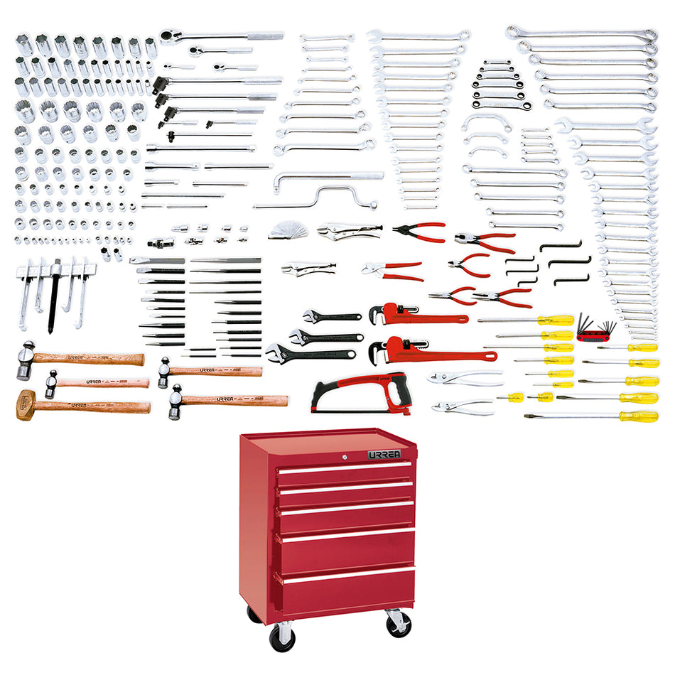 Juego maestro industrial en pulgadas 270 piezas, con gabinete EX27M5 Urrea 9908B