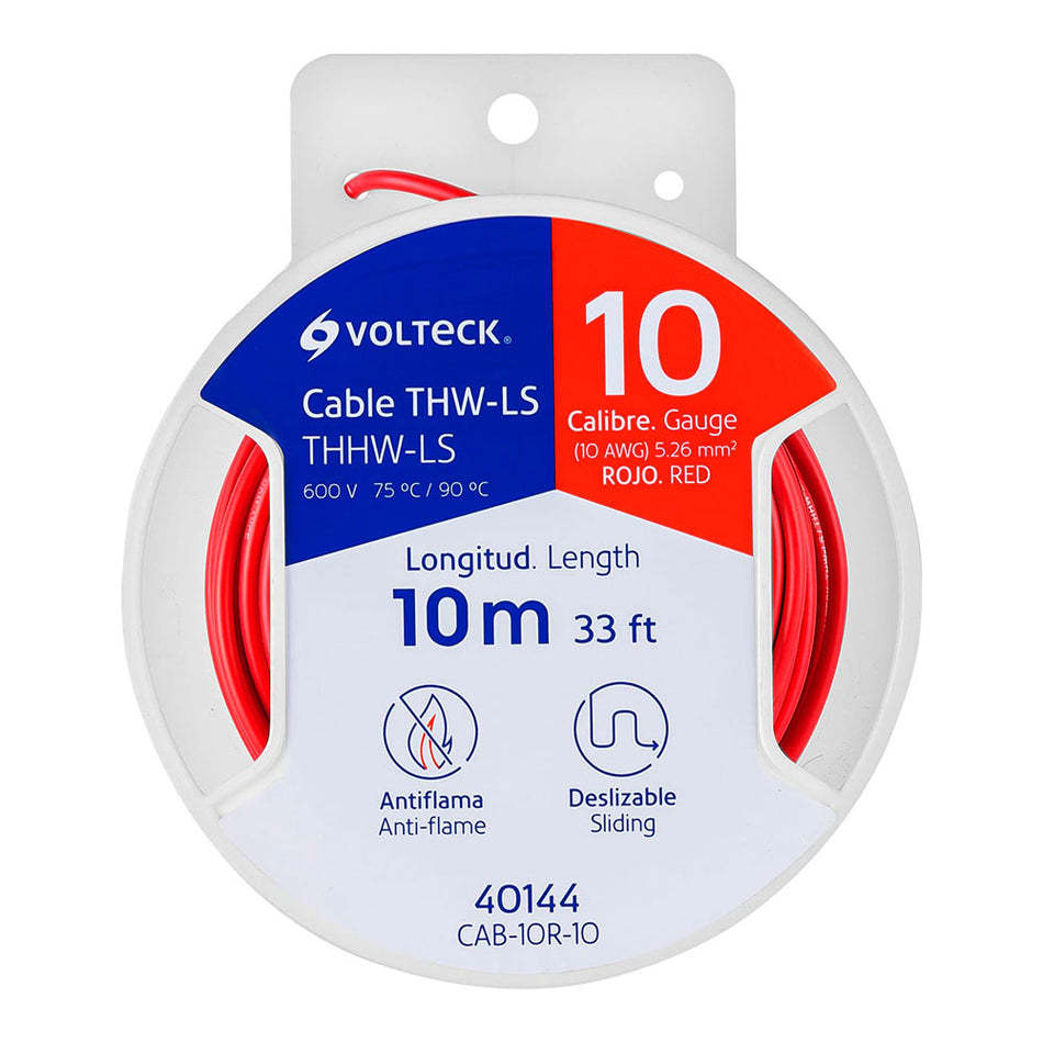 Carrete con 10 m de cable THHW-LS 10 AWG
