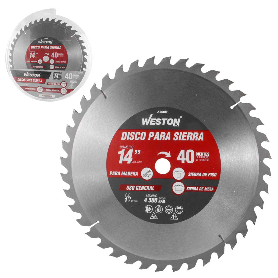 DISCO PARA SIERRA CIRCULAR P/MADERA 14 X