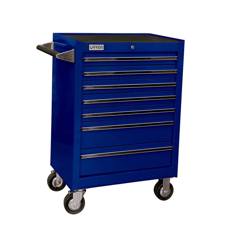 Gabinete móvil 7 gavetas color azul serie X 27" Urrea X27M7A