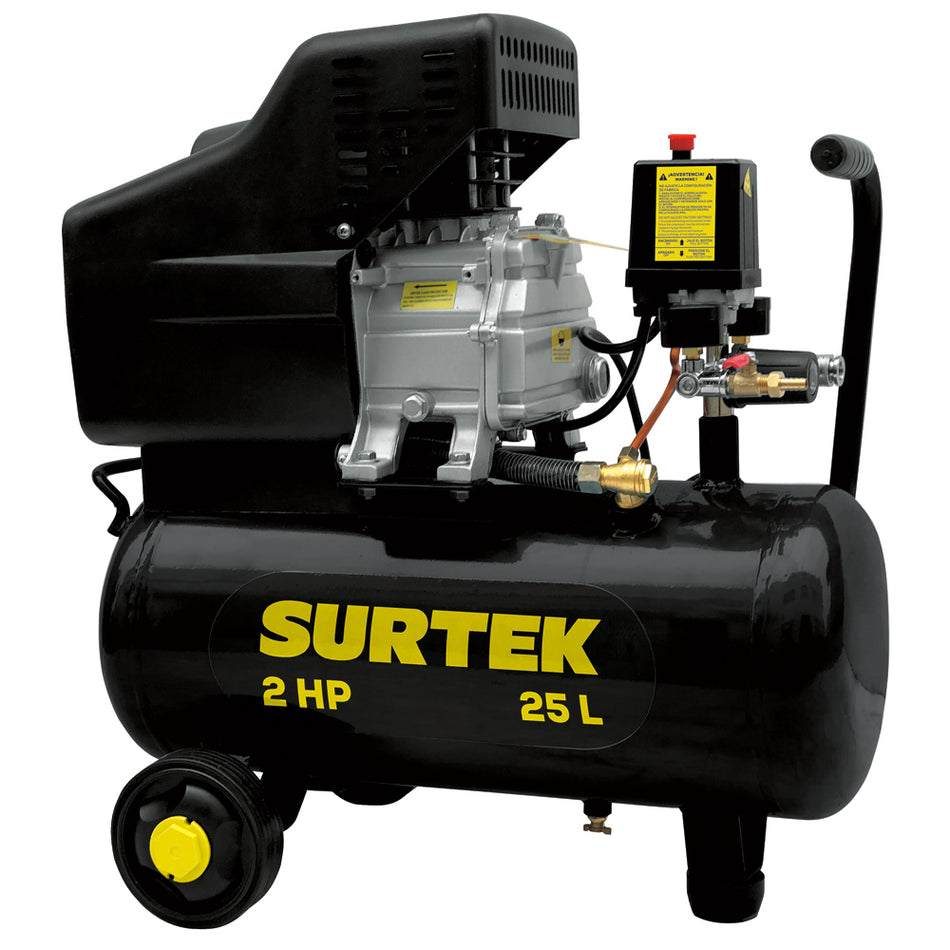 Compresor de aire eléctrico lubricado 25L, 2HP, 127V Surtek COMP425B
