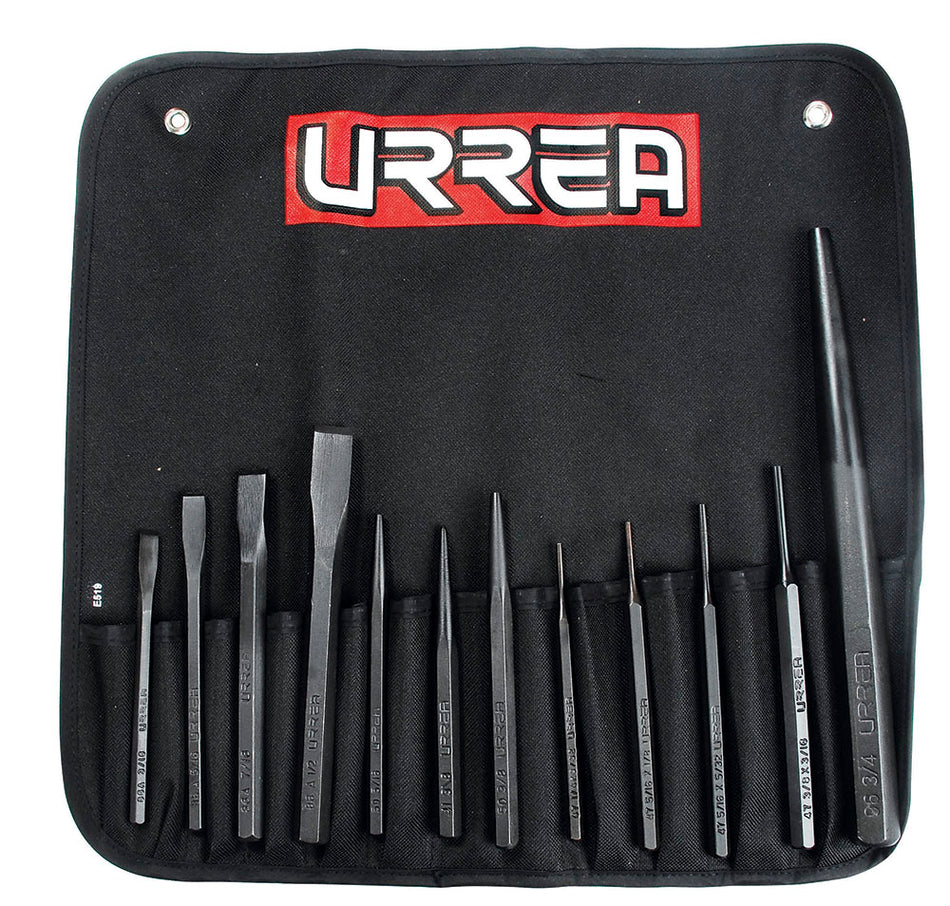 Juego de cinceles, punzones y botadores, 12 piezas Urrea NO.5