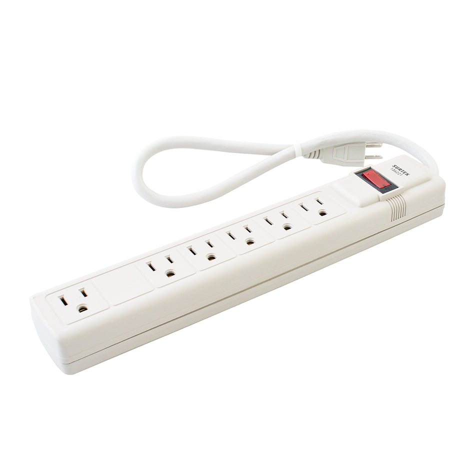 Supresor de picos 6 entradas cable 450 J, de 45 cm Surtek 136221