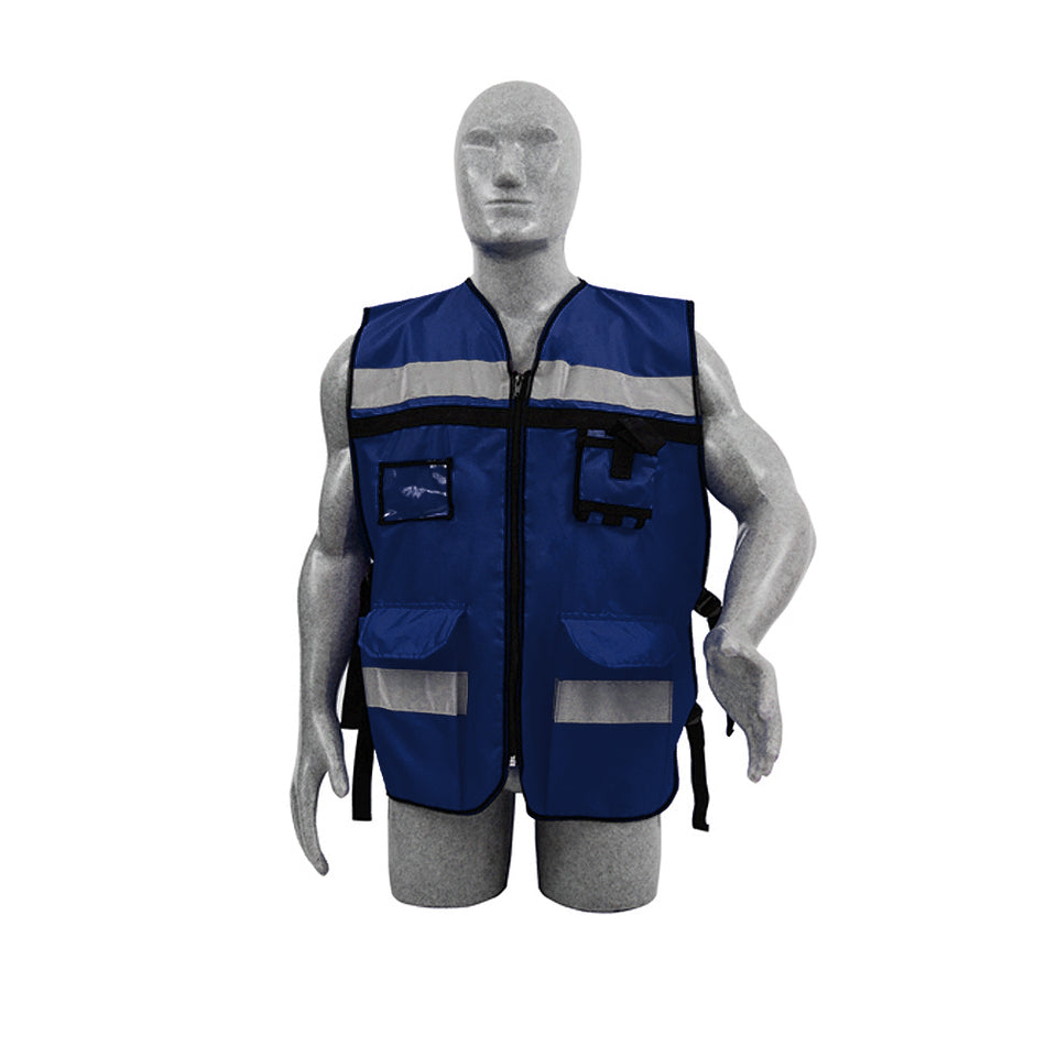 Chaleco de seguridad tipo supervisor abierto con reflejante azul unitalla Surtek 137589