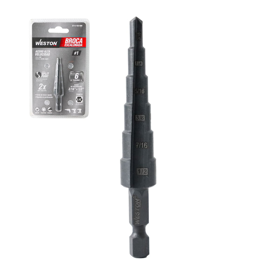 BROCA ESCALONADA M2 #1 3/16 - 1/2, WESTO