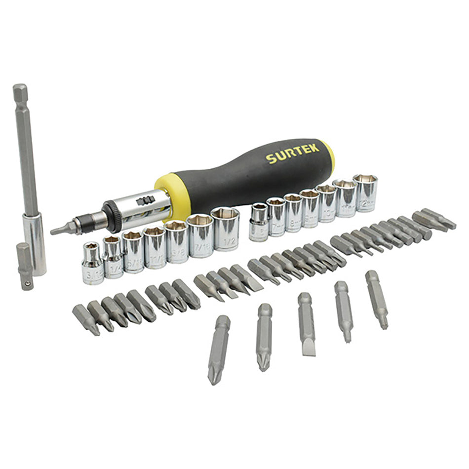 Juego de puntas y accesorios hexágono de 1/4", 52 piezas en blíster Surtek PFC52