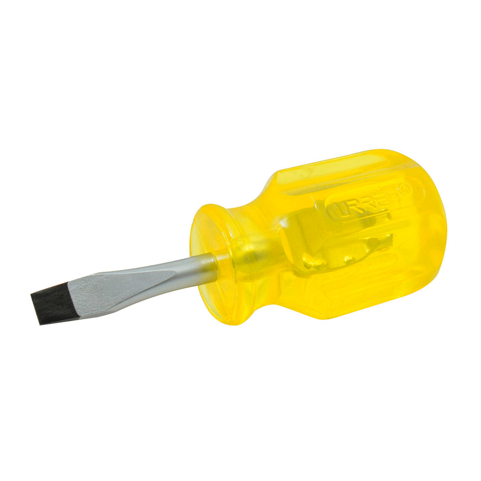 Destornillador con mango ámbar, punta plana tipo trompo barra redonda 1/4" x 1-1/2" Urrea 9652