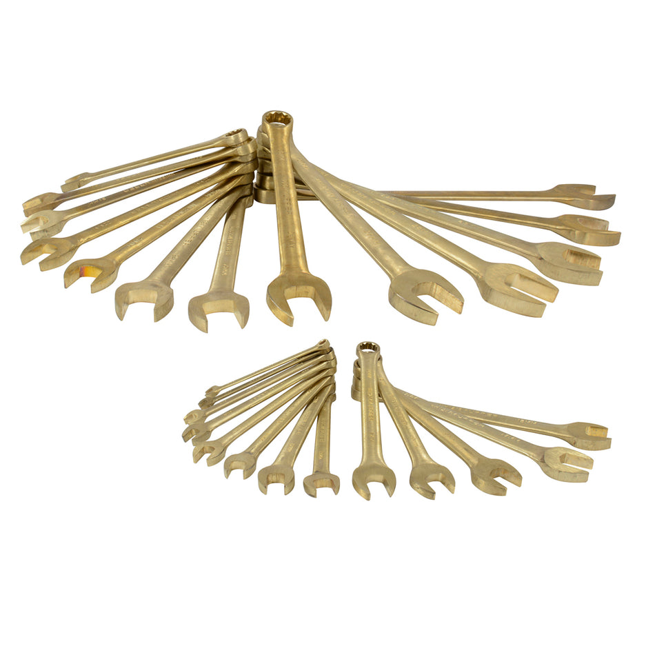 Juego de llaves combinadas de bronce-aluminio antichispa métricas, 12 puntas, 26 piezas Urrea UH1200QM