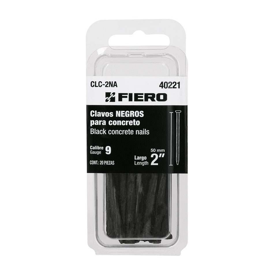 Blíster con 20 clavos negros para concre