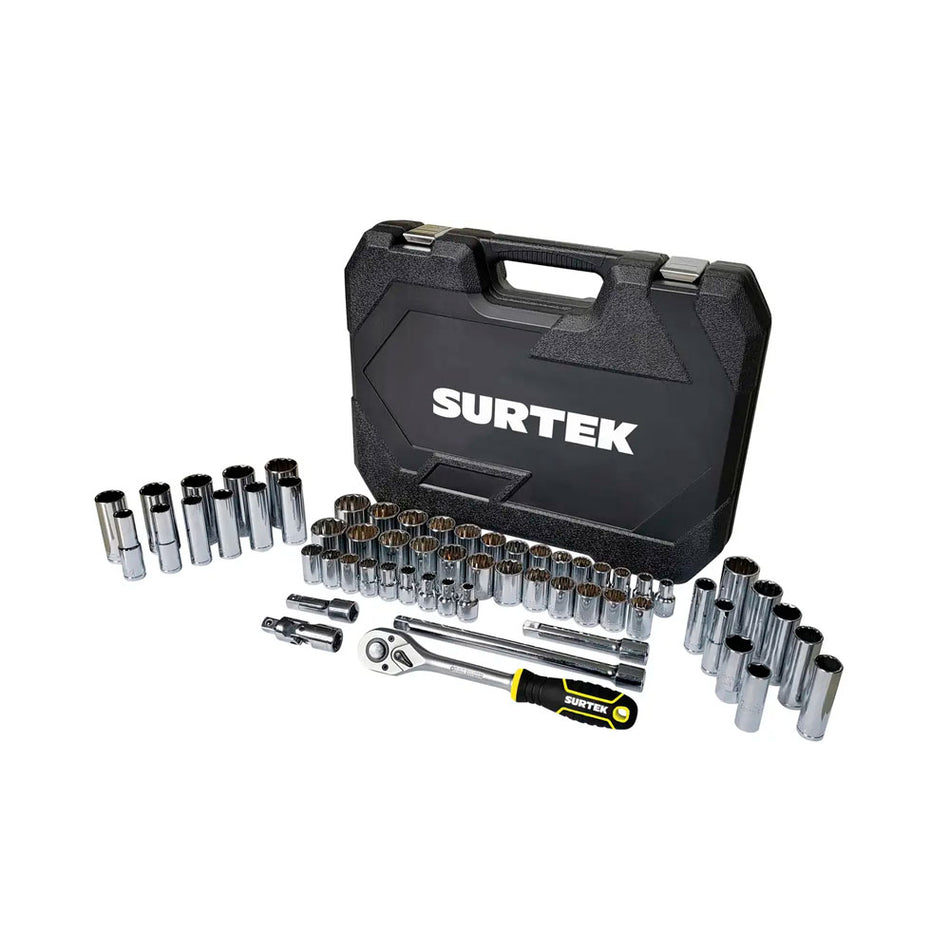 Juego de dados y accesorios cuadro de 1/2" combinado, 60 piezas Surtek F58C