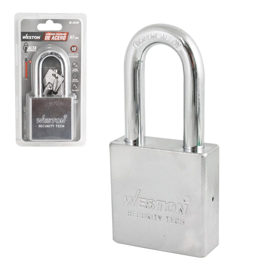 CANDADO CUADRADO ACERO GANCHO BORO ALTA