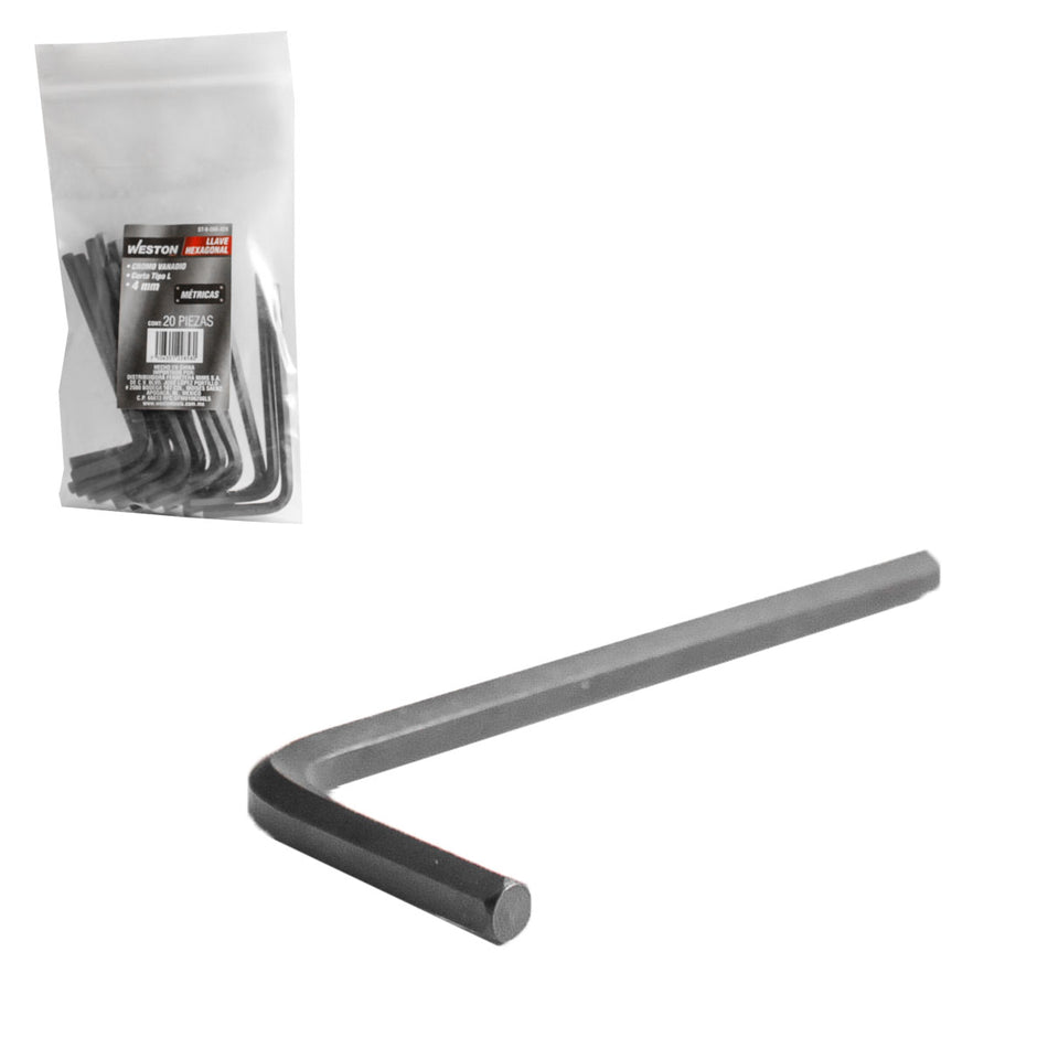 LLAVE HEXAGONAL L CORTA CrV  4MMÂ  (PREC