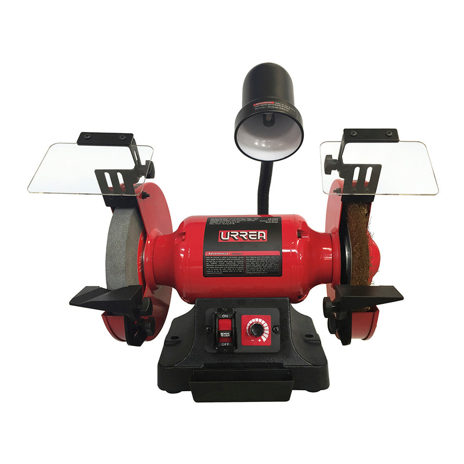 Esmeril de banco con base de acero 8" 3/4 HP 570 W 120 V, 3400 RPM Urrea EB1008
