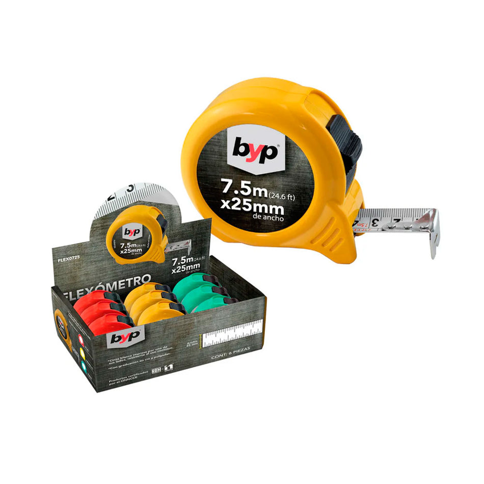 FLEXÓMETRO 7.5 M. X 25 MM.  (CAJA DISPLA