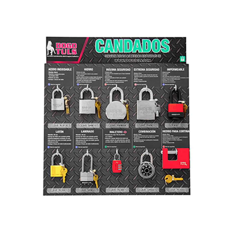EXHIBIDOR DE CANDADOS CON 10 PZS, DOGOTU DOGOTULS EX1031