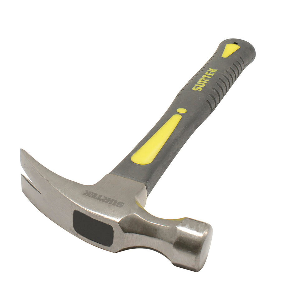 Martillo de uña recta con mango de fibra de vidrio de 14", 16 oz Surtek 416FR