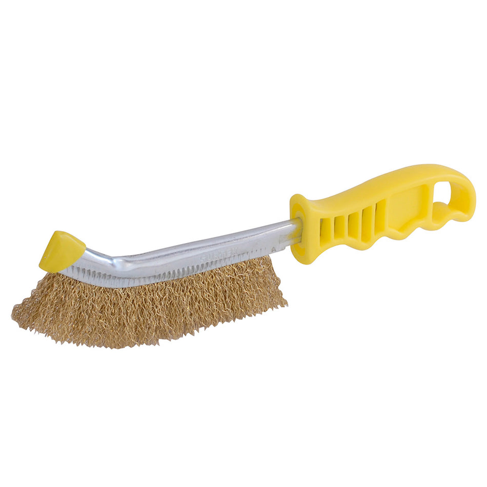 Cepillo de alambre de acero latonado anti-chispa con mango curvo Surtek 123279
