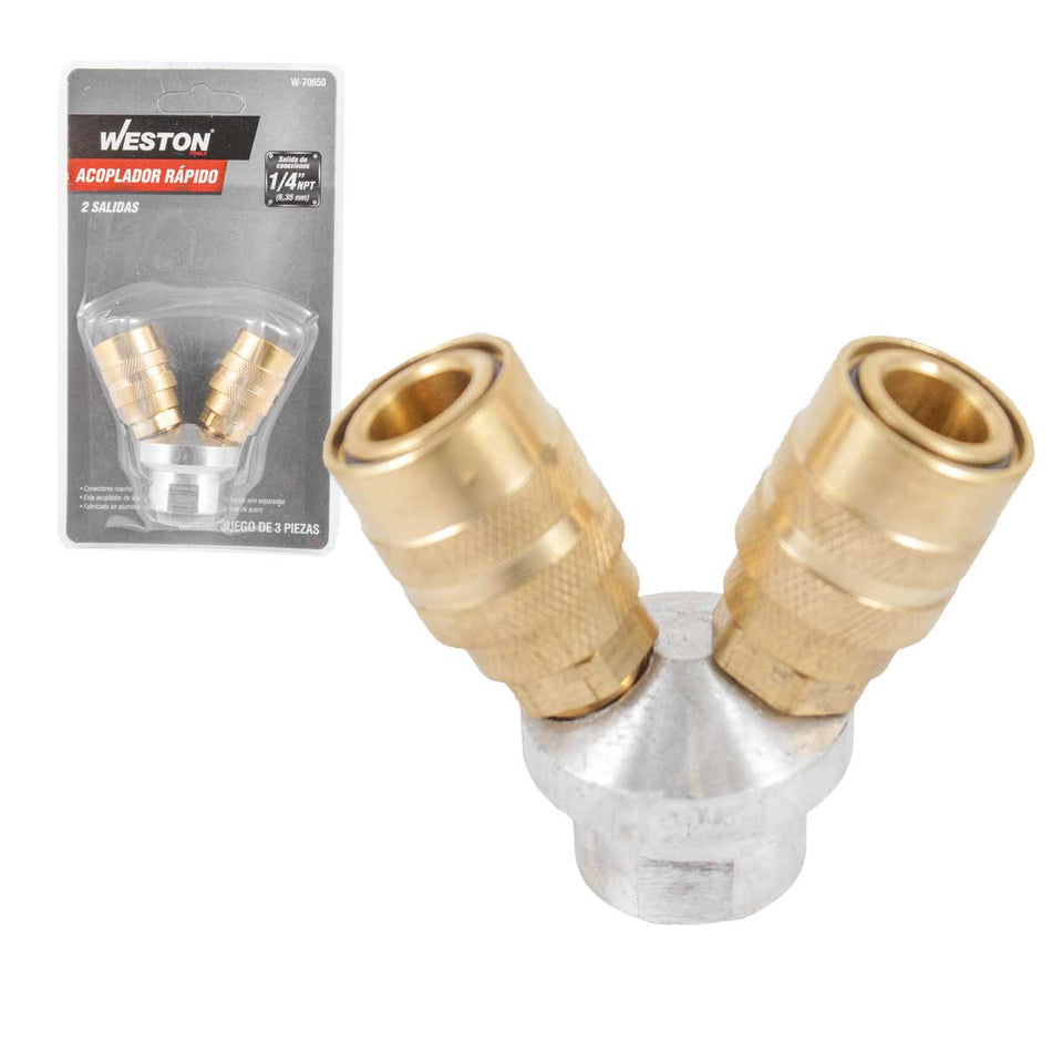ACOPLADOR RAPIDO DE 2 SALIDAS 1/4 NPT MA