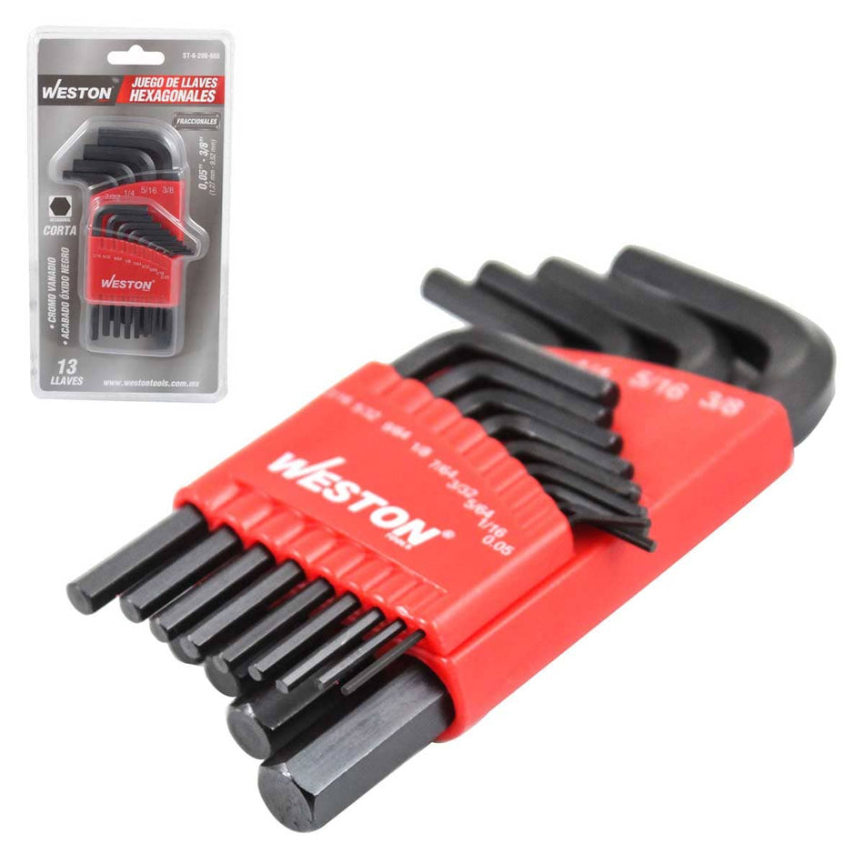 JUEGO DE 13 LLAVES CORTAS HEX STD. 0.05-