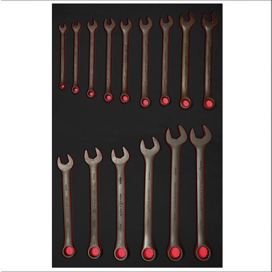 Juego de llaves combinadas fosfatizadas métricas 15 piezas, CH304-C Urrea CH306