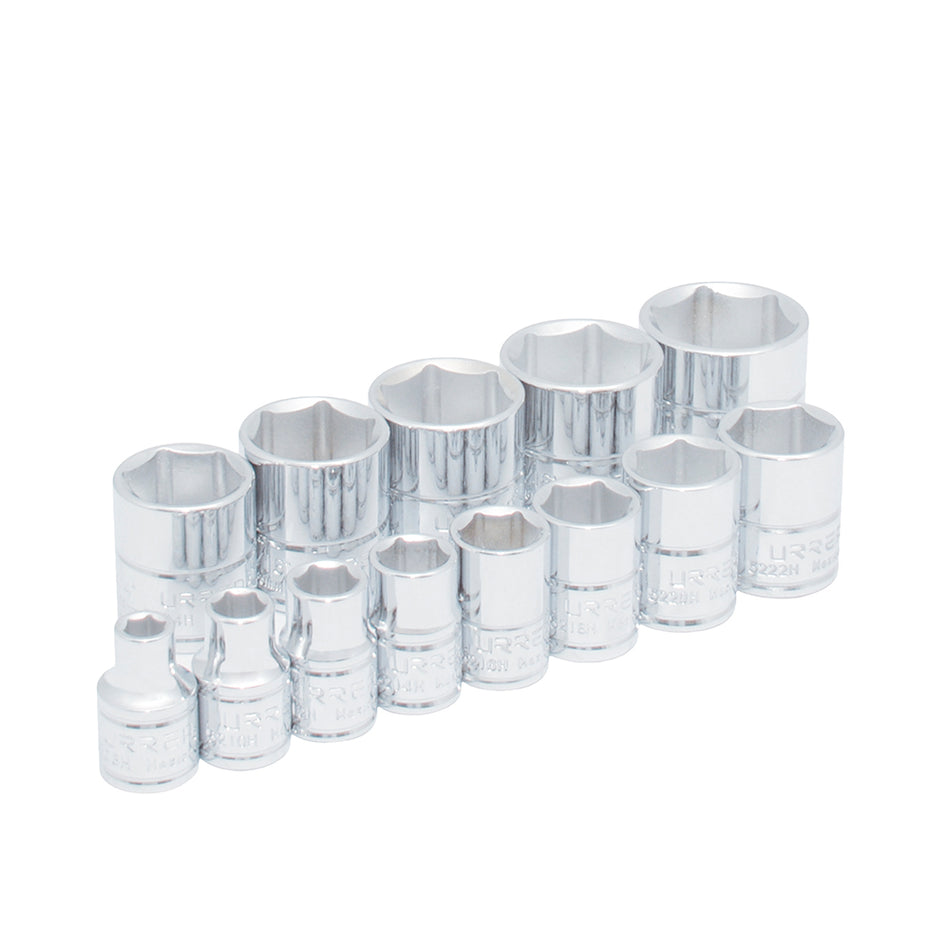 Juego de dados cuadro de 3/8", 6 puntas, en pulgadas, 13 piezas Urrea 52126