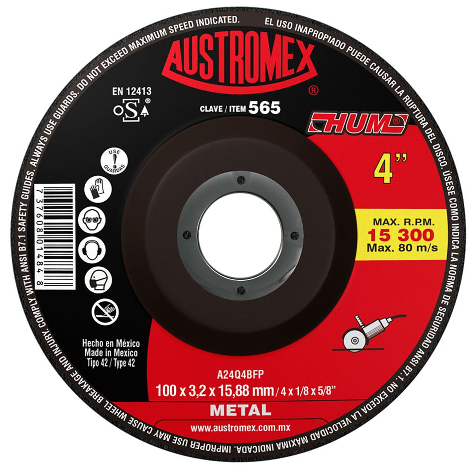 Disco abrasivo para corte de metal de 10