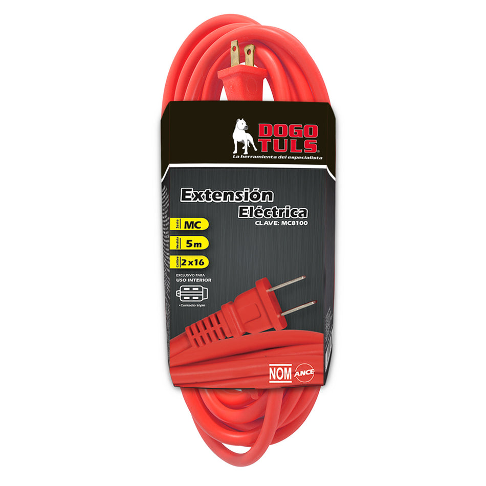 EXTENSION ELECTRICA 2x16 5 MTS USO RUDO DOGOTULS MC8100