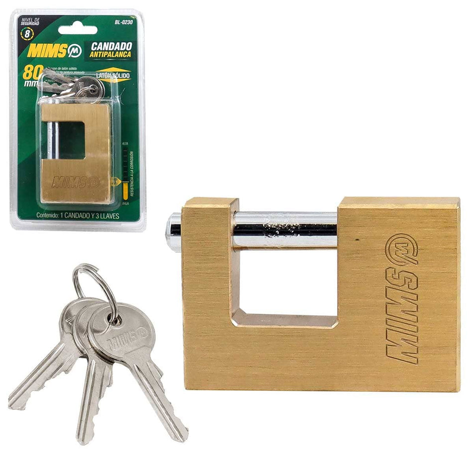 CANDADO ANTIPALANCA DE LATÓN SÓLIDO 80MM