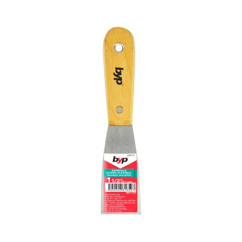 ESPÁTULA FLEXIBLE MANGO MADERA 1-1/2", B