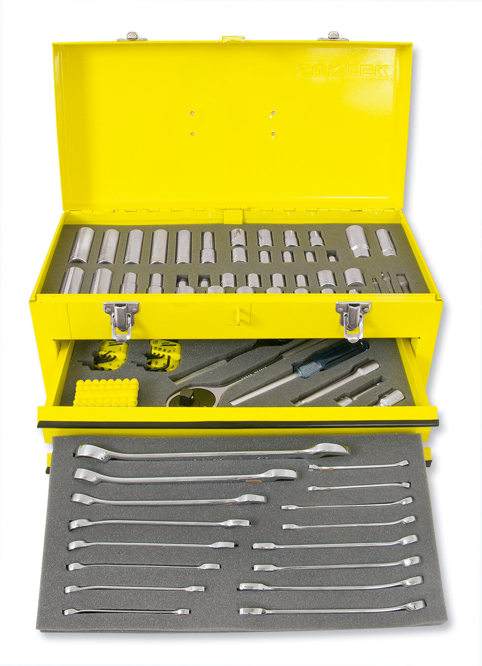 Juego combinado de herramienta para mecánico 107 piezas, con caja metálica Surtek 125412