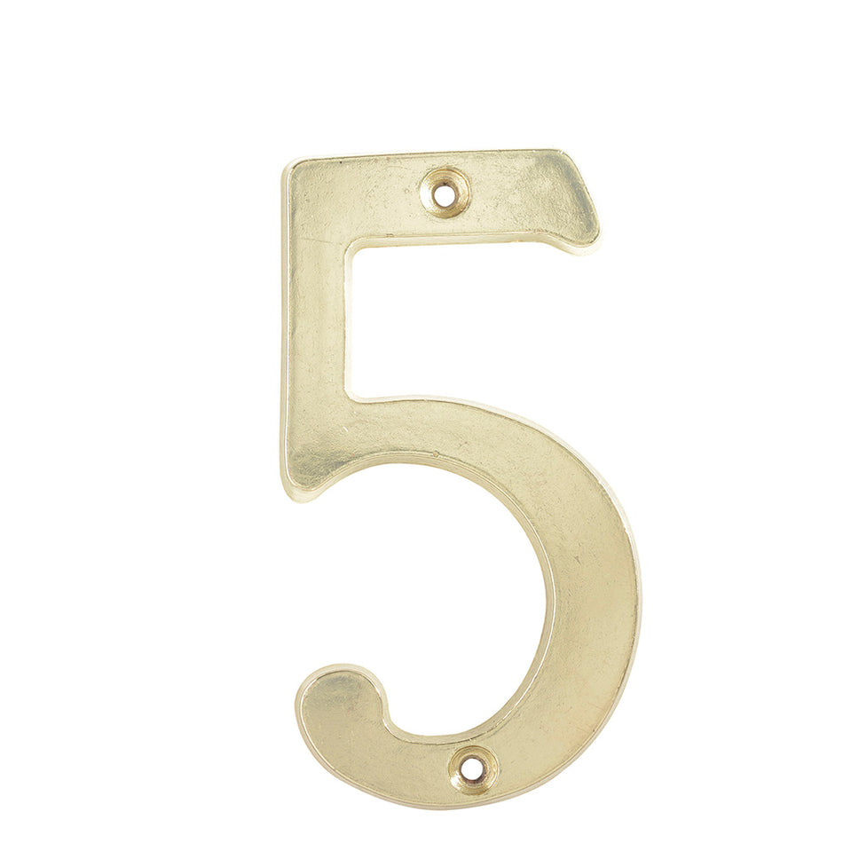 Número 5 slim 4" latón brillante Lock L6805LB
