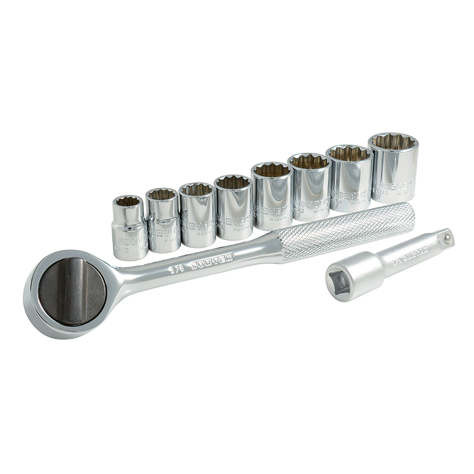 Juego de dados y accesorios cuadro de 3/8" en pulgadas, 10 piezas Surtek A02S