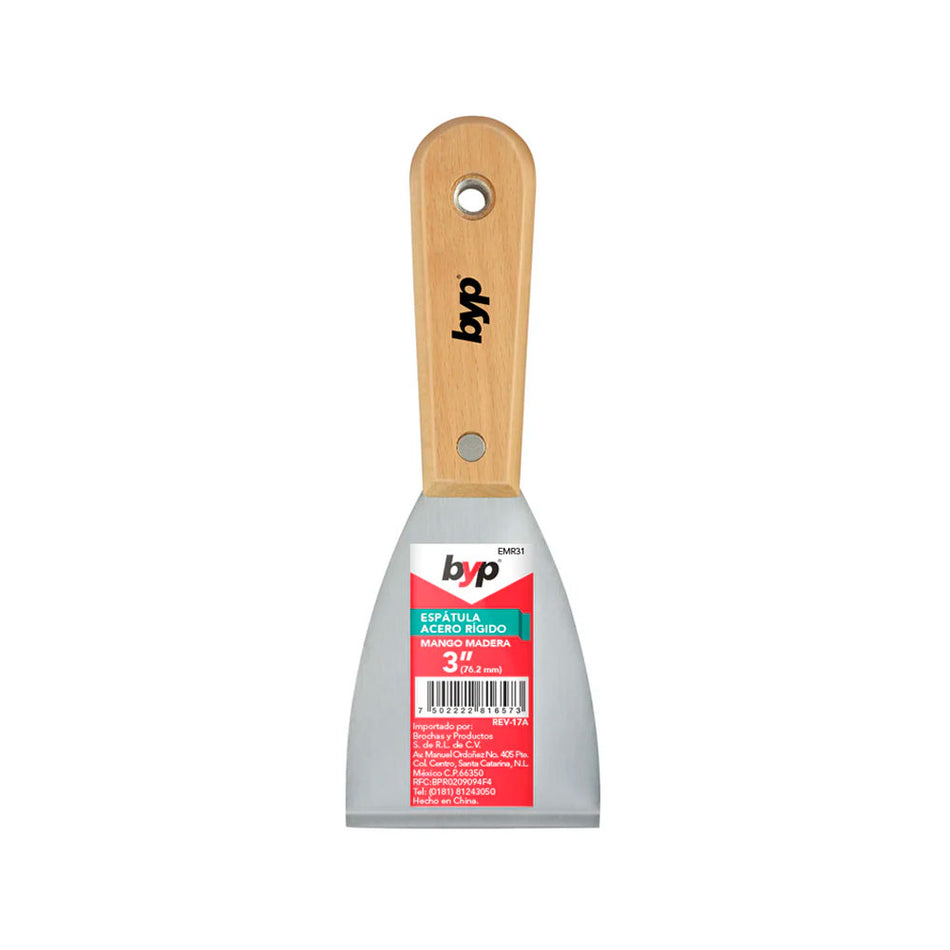 ESPÁTULA RÍGIDA MANGO MADERA 3", BYP