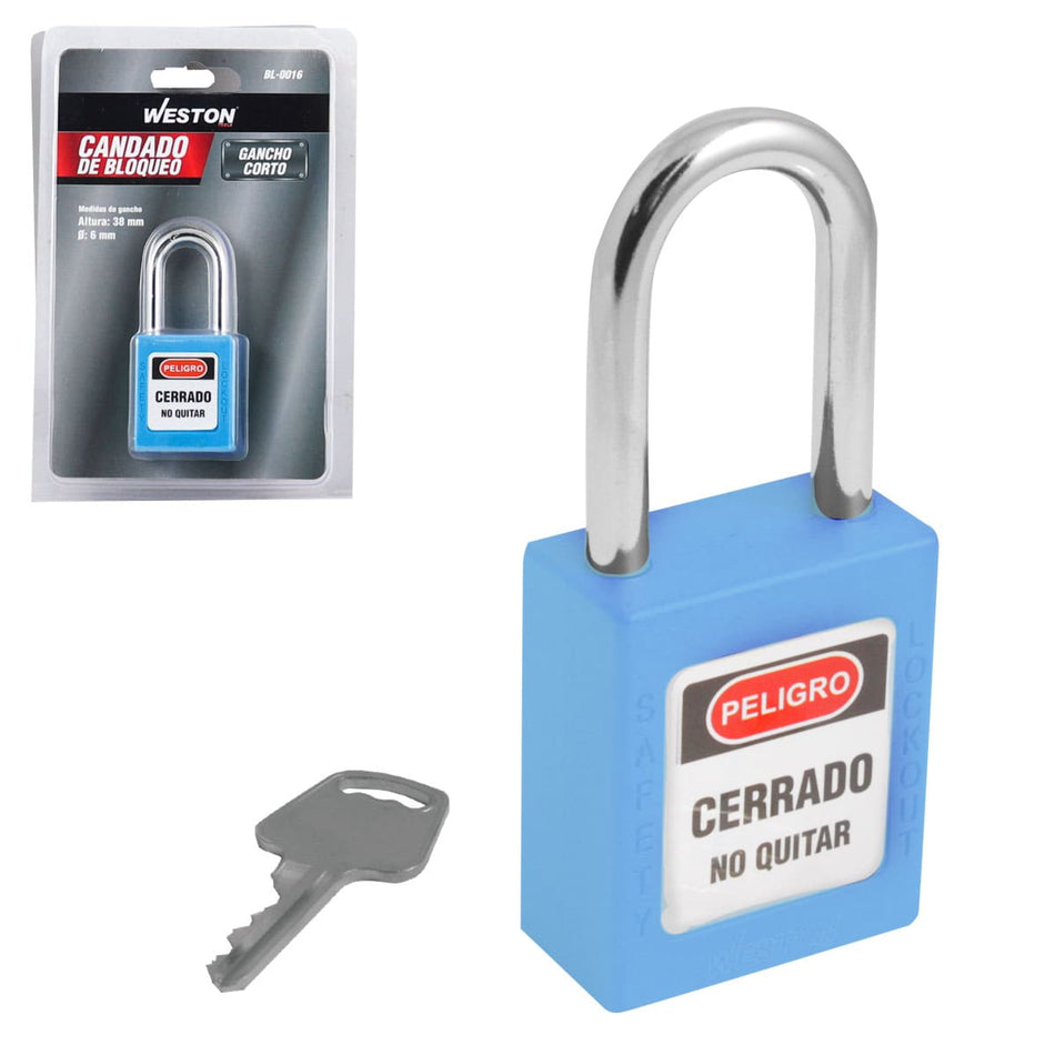 CANDADO DE BLOQUEO AZUL 38MM (CAJA C/10