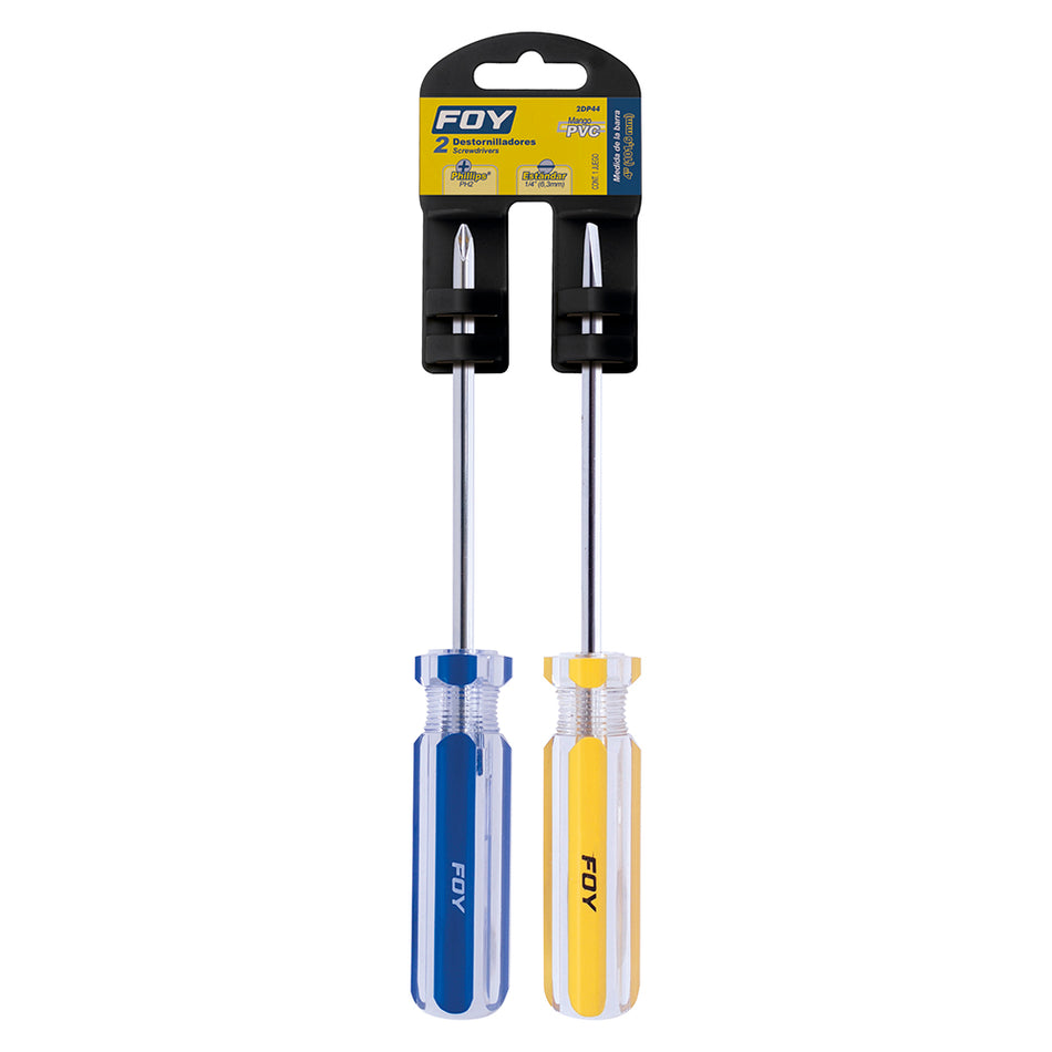 Juego de destornilladores con mango de PVC combinados, 2 piezas en blíster Foy 2DP44