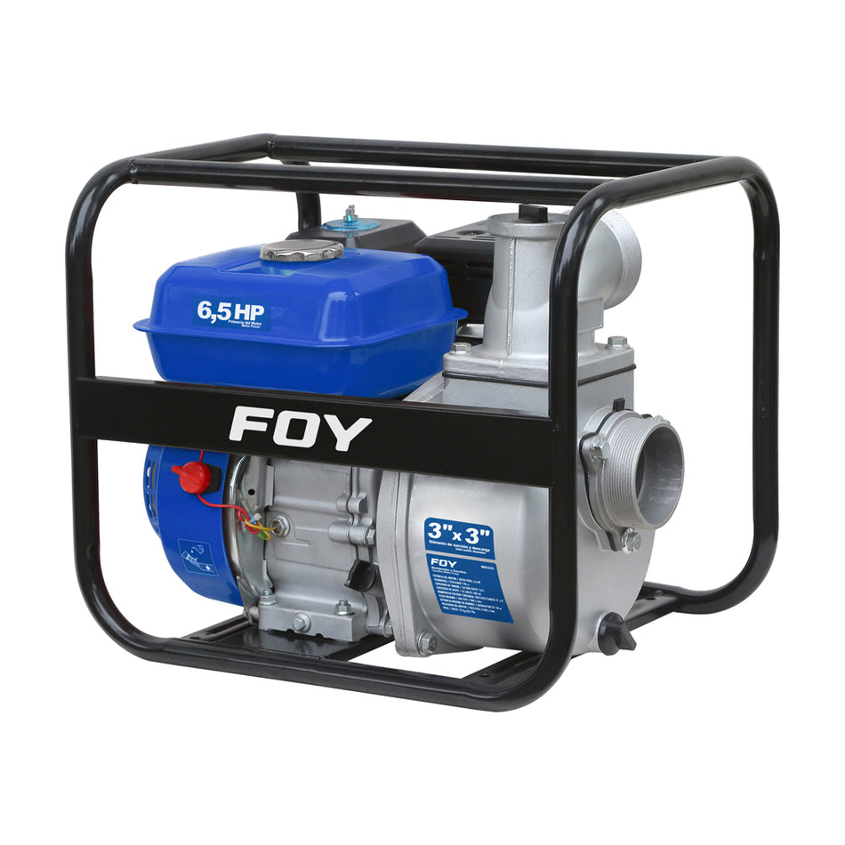 Motobomba a gasolina con diámetro de succión y descarga de 3 x 3", 6.5 HP Foy MG333