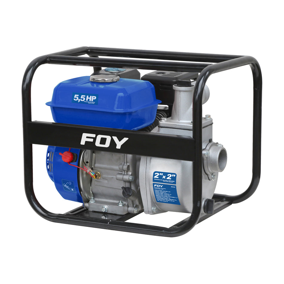 Motobomba a gasolina con diámetro de succión y descarga de 2 x 2", 5.5 HP Foy MG322