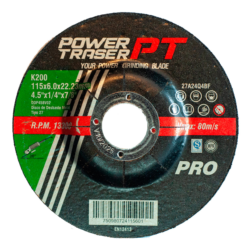 DISCO PARA DESBASTE DE METAL 4-1/2" X 1/