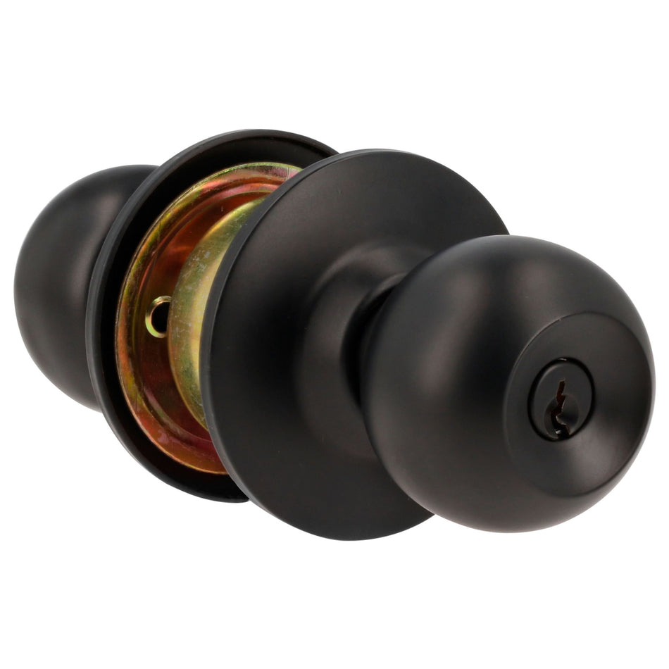 Pomo cilíndrico bola función entrada, acero negro, llave estándar Prolok 43POP
