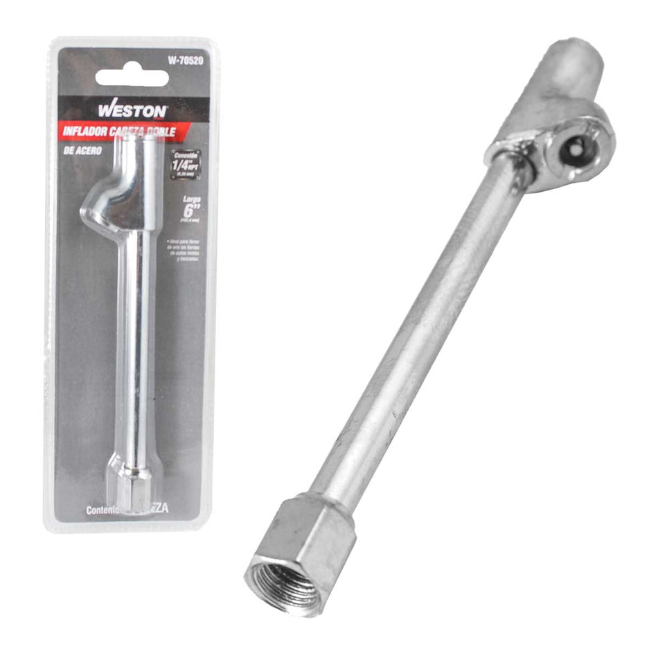 INFLADOR CABEZA DOBLE D/METAL 1/4 NPT, W
