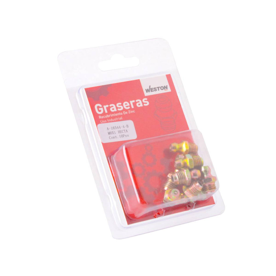 GRASERA M8 X 1 RECTA BLISTER DE 10 PIEZA