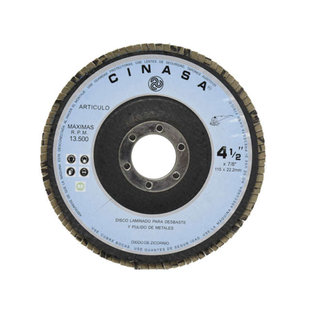 DISCO LAMINADO ZIRCONIO 4-1/2" X 7/8 G60