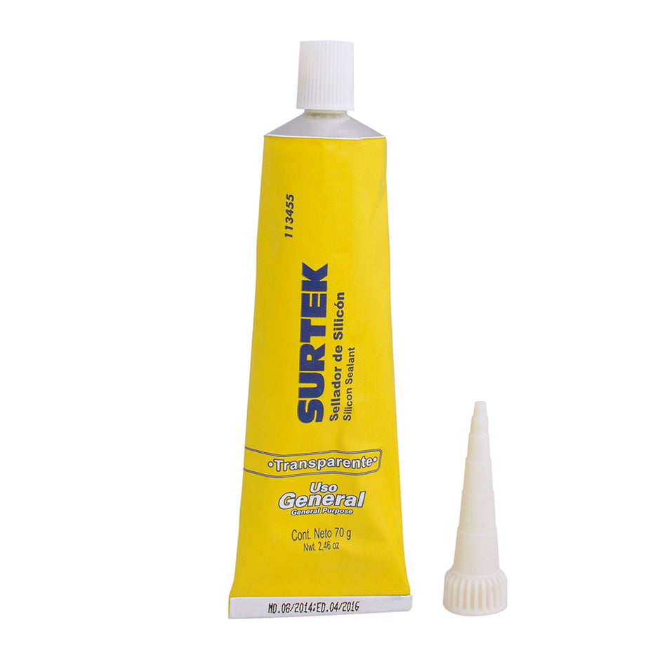 Silicón transparente en tubo, 70 gr Surtek 113455