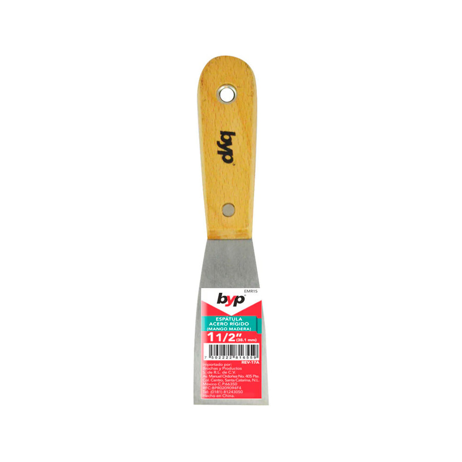 ESPÁTULA RÍGIDA MANGO MADERA 1-1/2", BYP